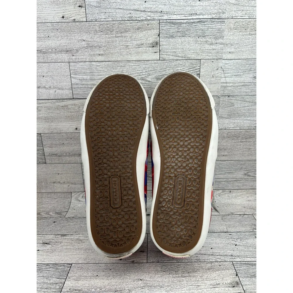 Coach Beale Women Signature C Geometric Slip On Sneakers Red Blue Purple Sz 7B